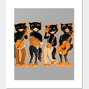 Vintage Halloween Minstrel Black Cat Posters and Art